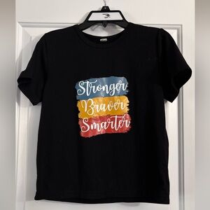 Girls Kids Black T-Shirt with Motivational Print